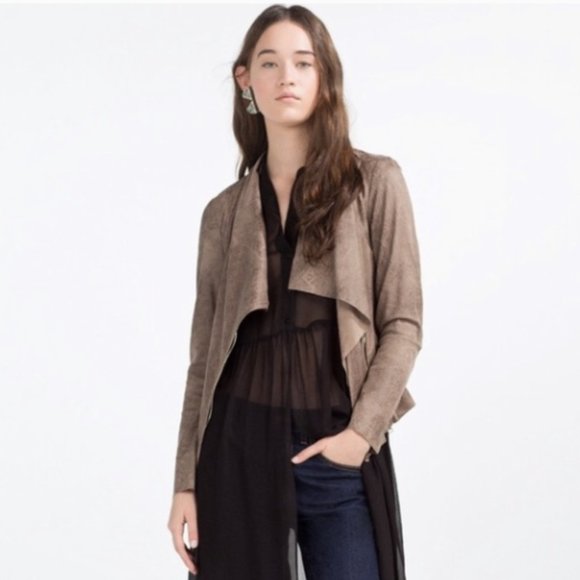 Zara Jackets & Blazers - Zara Faux Vegan Suede Moto Jacket (172)🦋